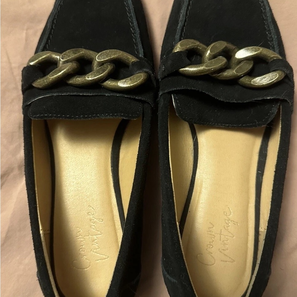 Crown Vintage Suede Women’s Lastro Loafer Shoe Slip On Black Size 7M